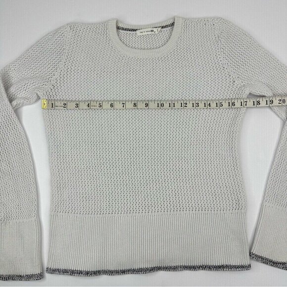 Rag & Bone Women's White Keyhole Crew Neck Stretch‎ Designer Knit Sweater S/C34 - Picture 14 of 15